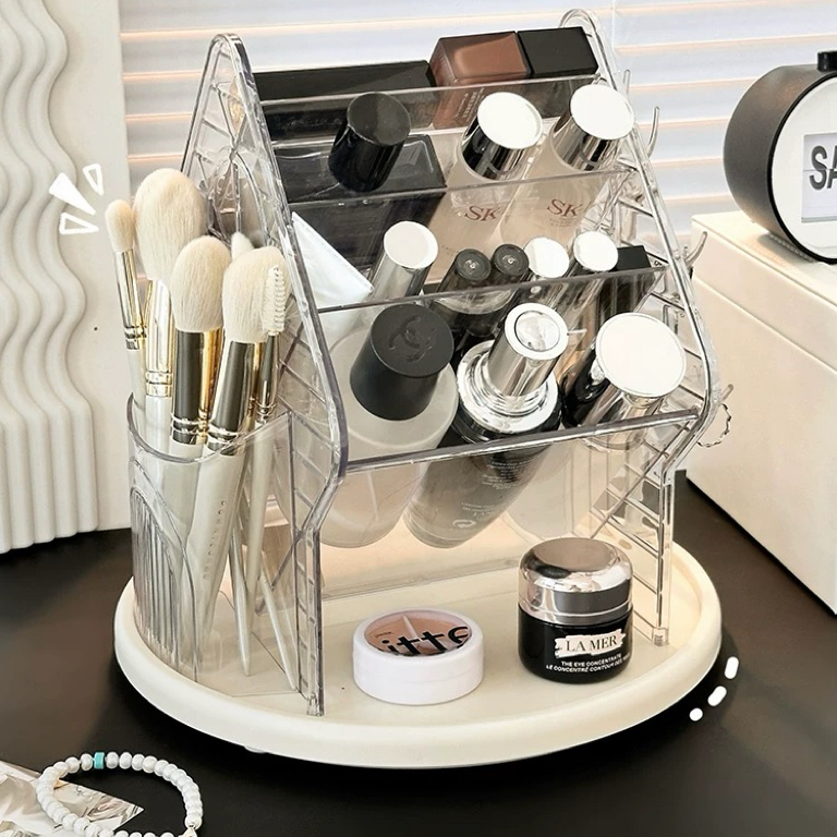 Tempat Make Up Putar Akrilik Multifungsi Rak Aksesoris Anting Cincin Transparan Serbaguna K1162