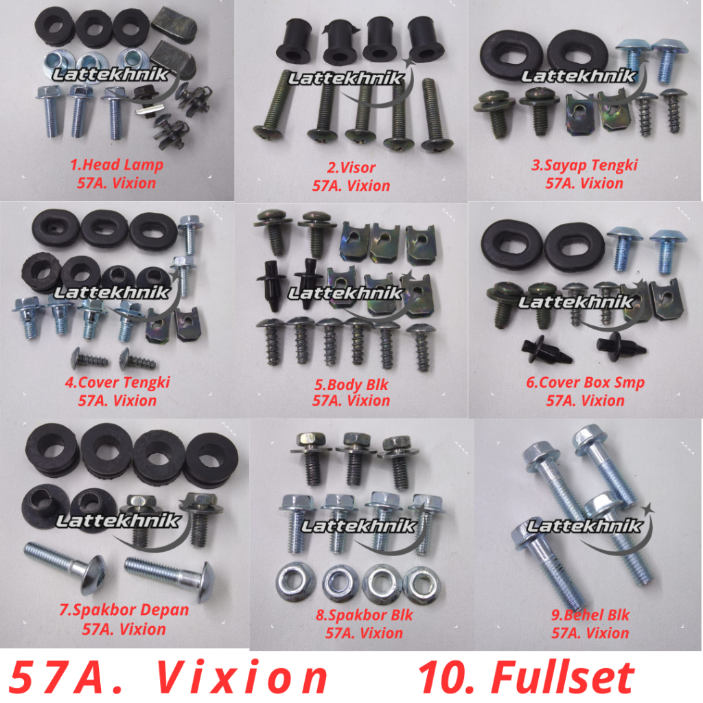 C57A Vixion Baut Lengkap Full Set Body Yamaha Vixion / Baut Lengkap Fullset Bodi Yamaha Vixion