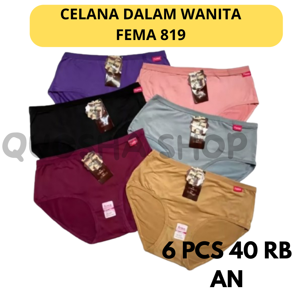 Celana Dalam Wanita FEMA 819 6 12 pcs lusinan celana dalam fema wanita bahan lembut