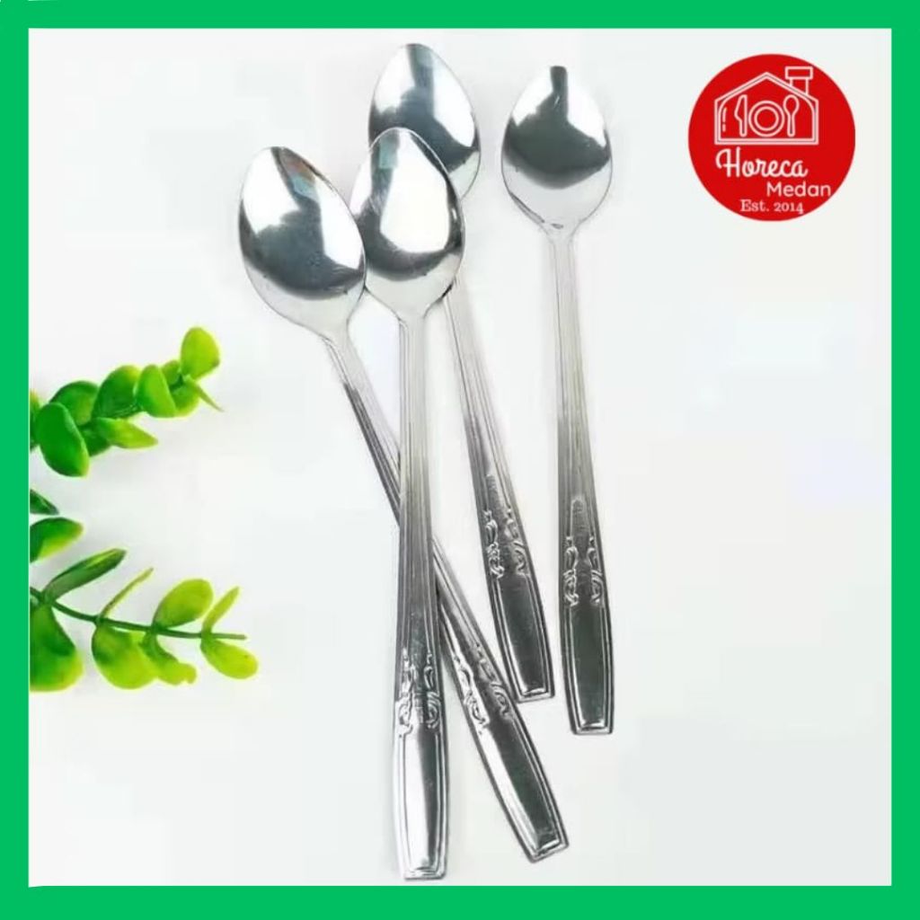 Subron - 12PCS Sendok es teh gagang panjang 17cm / Sendok teh gagang pendek stainless steel