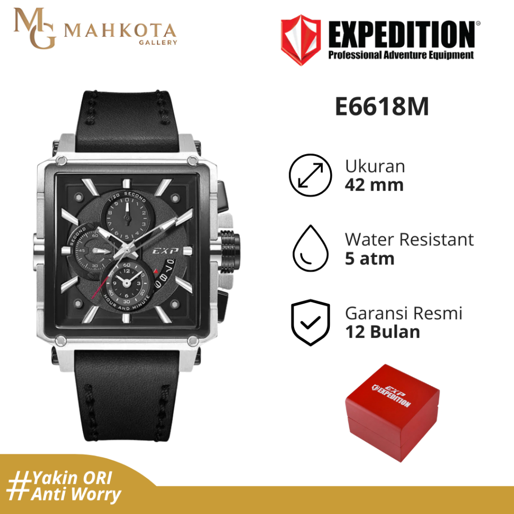 Jam Tangan Pria S. Expedition E6618M Chronograph Aktif Strap Kulit Original dan Bergaransi