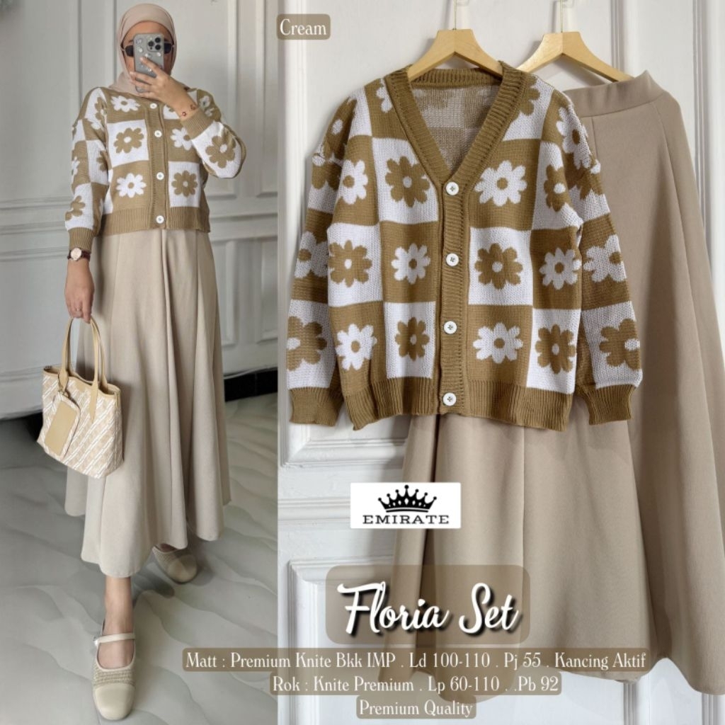 floria one set rok span by A.N.Y emirate kardigan garis garis cardigan striped blouse knit premium r