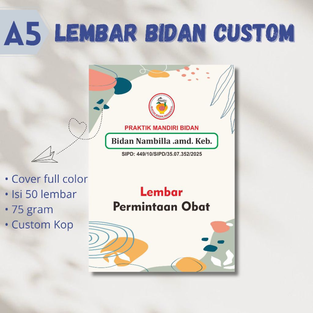 

Buku Lembar Bidan A5 KOP dan Cover Custom, Lembar Keterangan Bidan, Buku Bidan