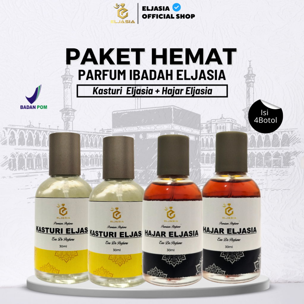 ELJASIA Paket Hemat 4 Botol Parfum  Kasturi Eljasia Dan Hajar Eljasia  - Eau De Parfume 30 ml
