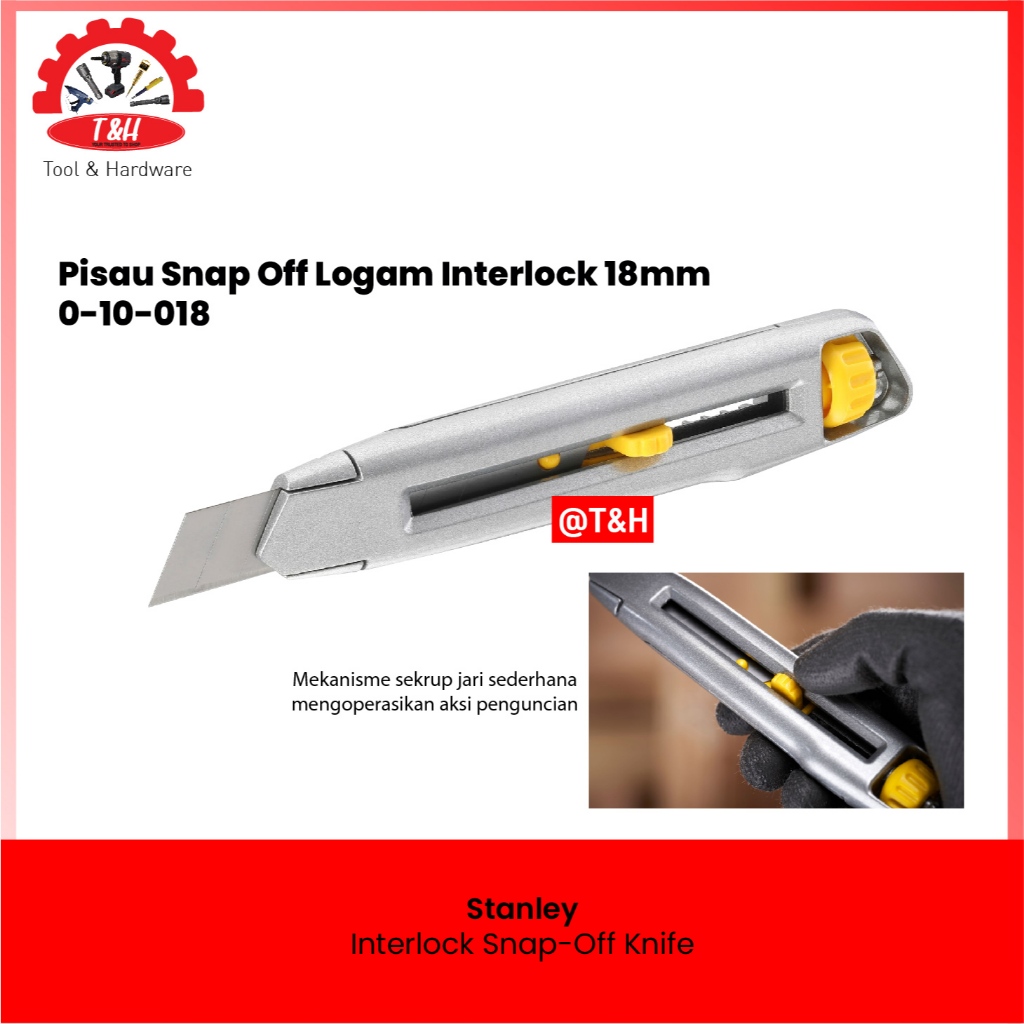 

Stanley Interlock Snap-Off Knife 0-10-018 / Pisau Snap Off Logam Interlock 18 mm