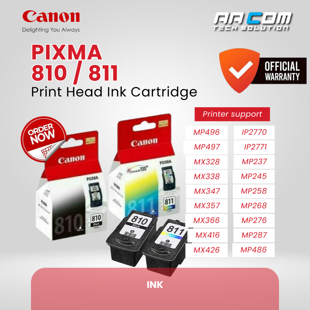 CARTRIDGE PIXMA CANON PG 810/811 BLACK dan WARNA