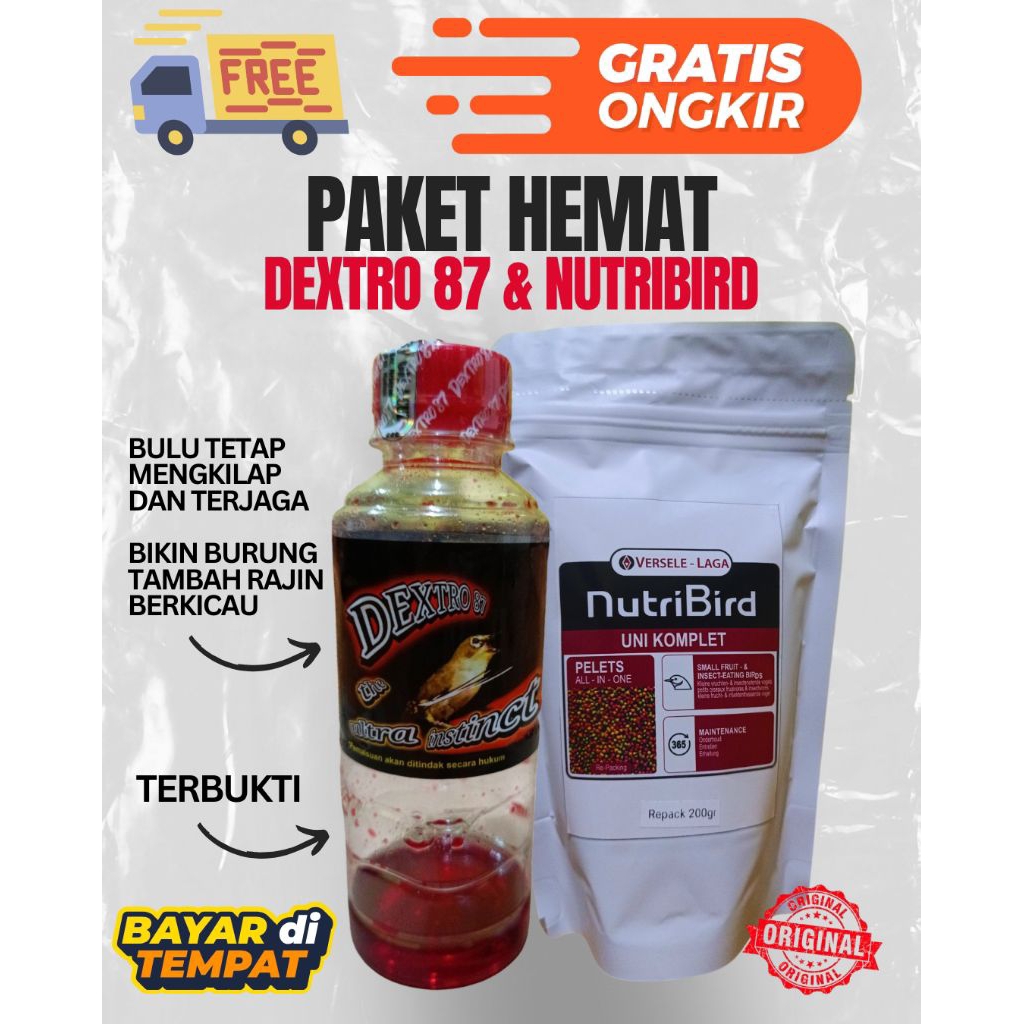 Nutribird 200 gram dan Dextro 87 original 100%