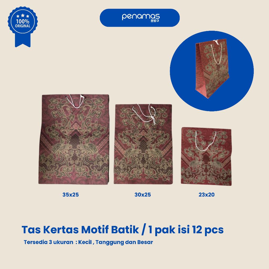 

TAS KERTAS MOTIF BATIK / 1 PAK ISI 12 PCS