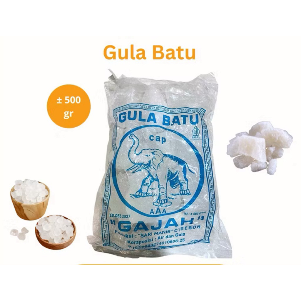 

Gula Batu Cirebon Merek Gajah Berat 500gram