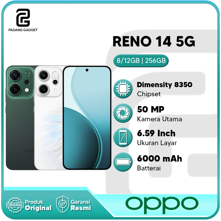Oppo Reno 14 5G 8+8/256GB | 12+12/256GB Hp Android Smartphone Original Garansi Resmi