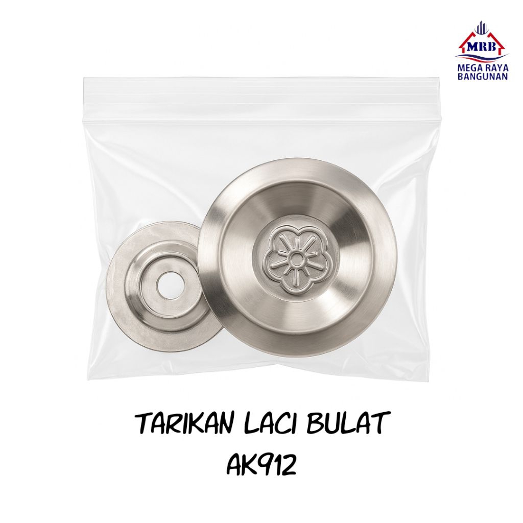Tarikan Laci Bulat AK912 Stainless Steel Motif Bunga Handle Tanam Flush Pull  | tarikan minimalis se