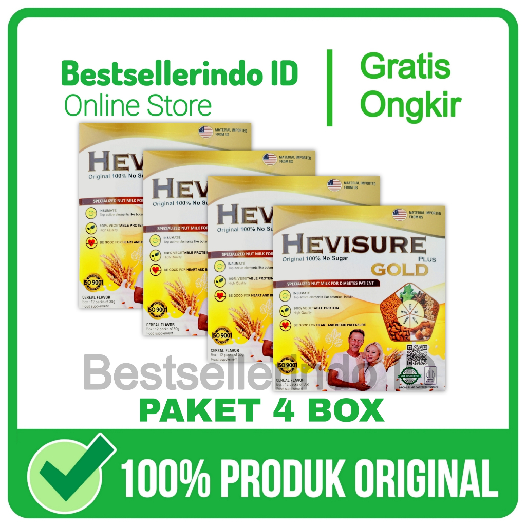 

4 Box Hevisure Gold Milk Susu Kacang Untuk Penderita Diabetes Dan Kencing Manis Original Asli