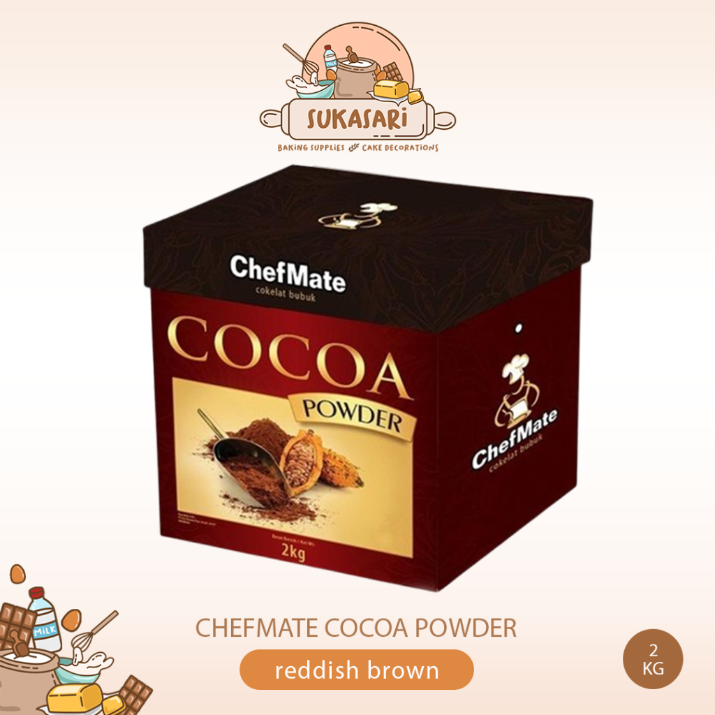 

Chefmate Cocoa Powder 2kg Reddish Brown / Bubuk Coklat High Fat Cokelat Powder Chef Mate
