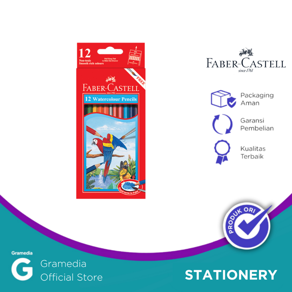 

Gramedia Pettarani - PENSIL WARNA FABER CASTELL WATERCOLOUR PENCIL ISI 12