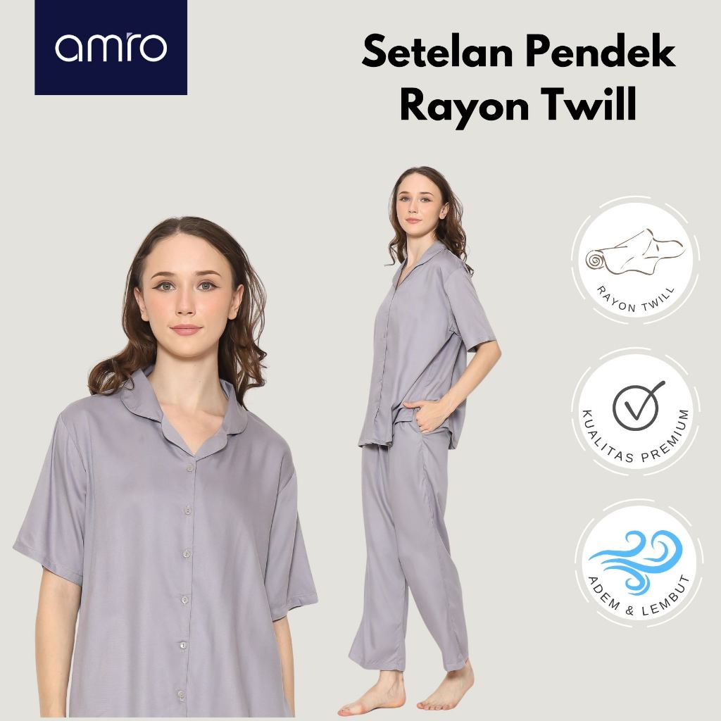 AMRO SLEEPWEAR - CALVINA ONE SET -  CP SETELAN RAYON TWILL  -  SCPKL 284
