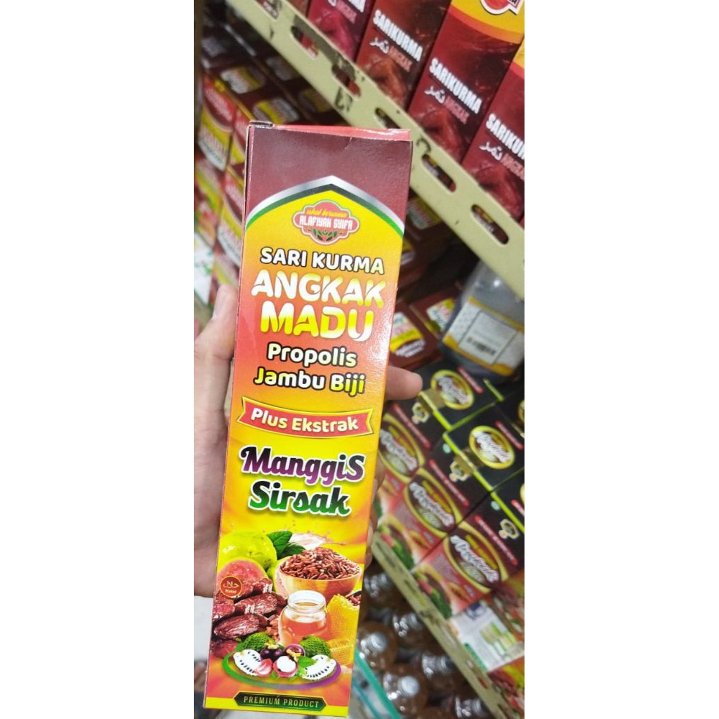 

Sari Kurma Angkak Madu Propolis Jambu Biji Plus Ekstrak Manggis Sirsak