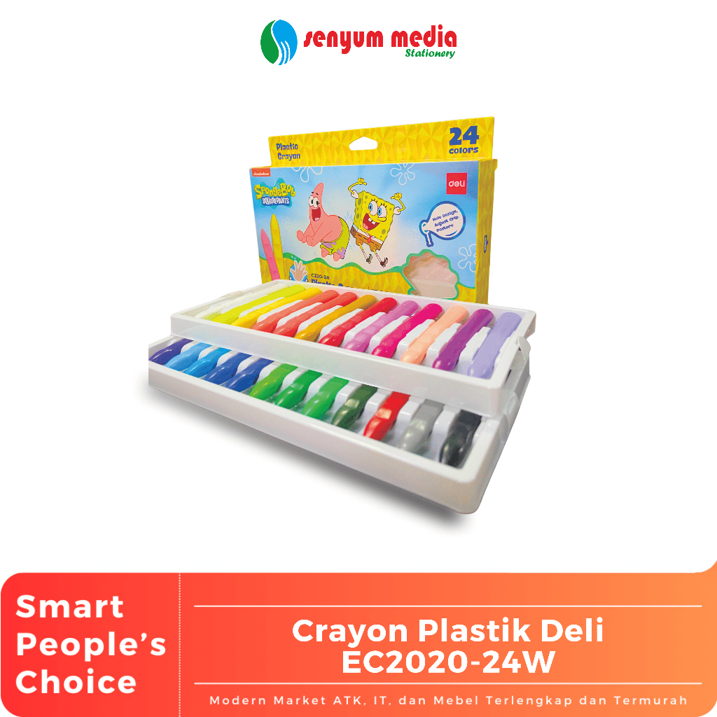 

Deli - Plastic Crayon / Krayon Plastik C220-24 warna Cover Spongebob | Krayon tidak mudah Patah (1 pcs isi 12 Warna) (S:PCS)