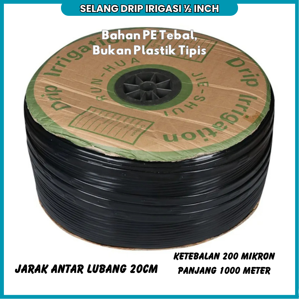 Selang Drip Irigasi 1/2 Inch Pertanian Panjang 1000 Meter Selang Kebun Pertanian Selang Drip Irigasi