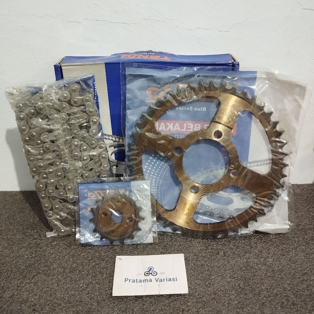 [TENZO] Gear Set + Rantai PAKET - Honda Supra 45T (15T - 45T / 428H - 110L) Supra X / Supra Fit Lama