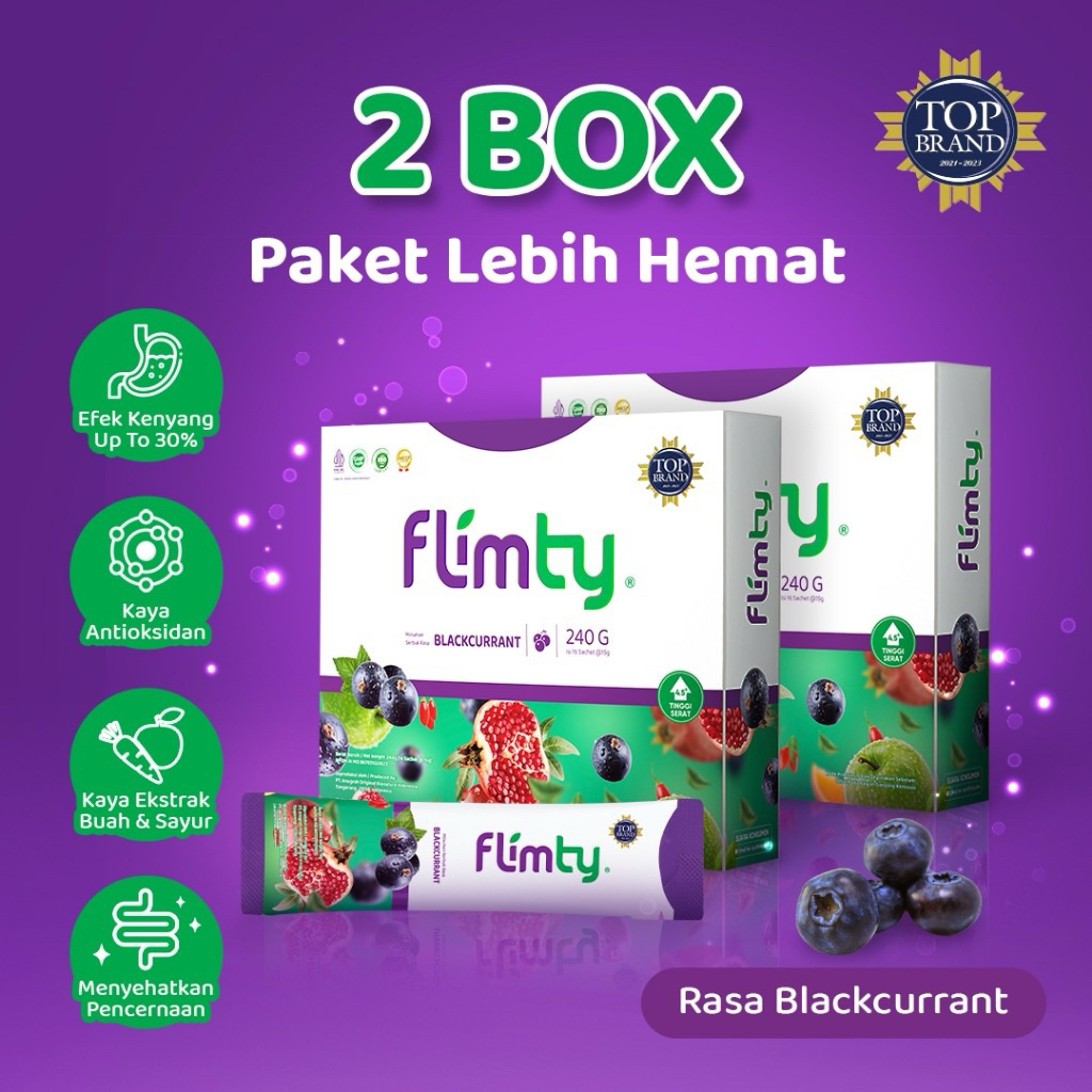 

PAKET 2 BOX HEMAT!! FLIMTY FIBER Minuman Tinggi Serat Blackcurrant Raspberry Mango Pelangsing Slimming Pelancar Pencernaan Detox