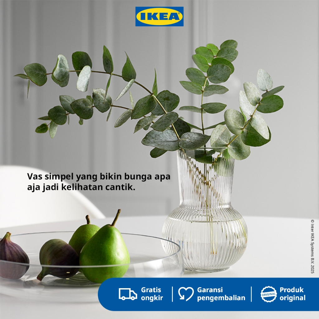 IKEA PADRAG Vas Bunga Kaca Dekorasi Meja 17cm
