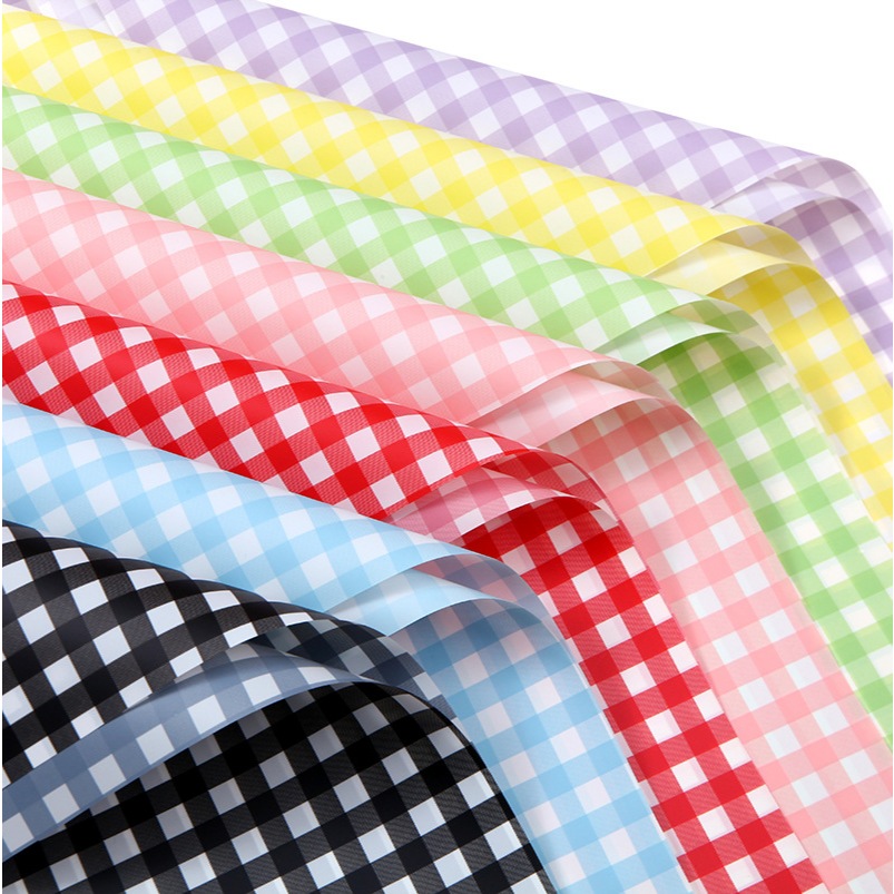 

(20 LEMBAR) Cellophane motif kotak/ kertas wrapping flower plaid semi transparant
