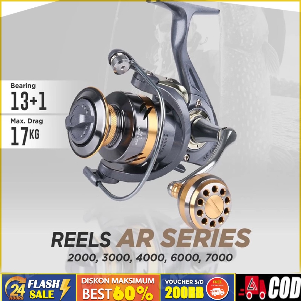 Ready Stock ❗❗REEL PANCING METAL DEUKIO AR 2000 3000 4000 6000 7000 13BB+1BB MAX DRAG 30KG