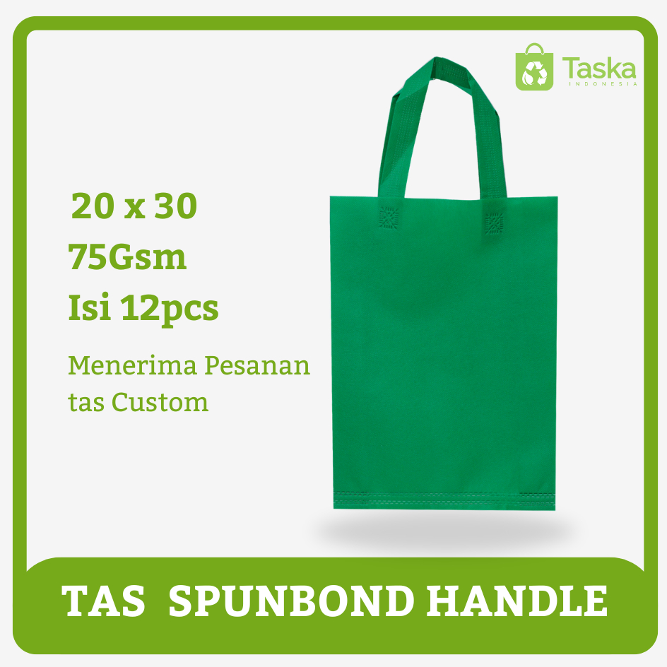 

Taska - (Isi12) GOODIE BAG SPUNBOND HANDLE 20x30 LUSINAN Warna Hijau Tua Grosir Tas Souvenir