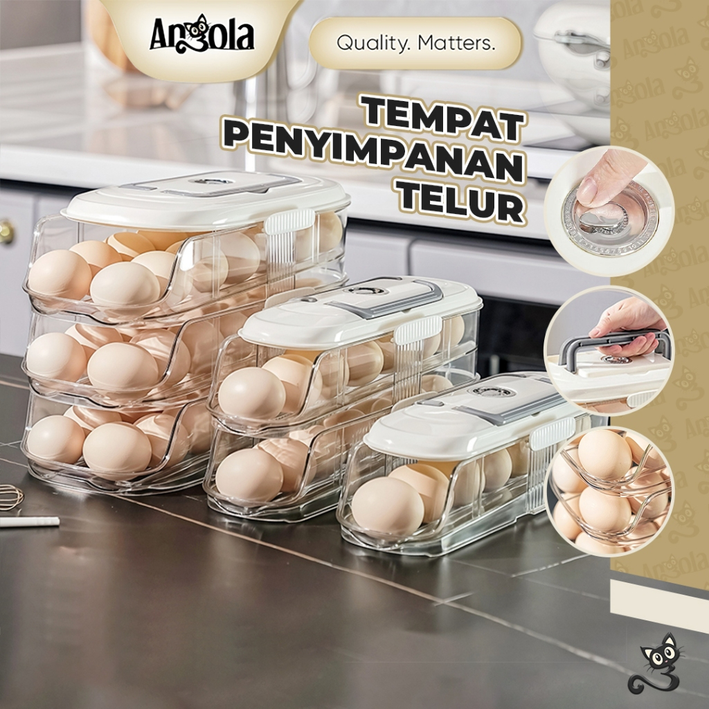 ANGOLA Tempat Penyimpanan Telur Praktis C47 Egg Storage Organizer / Rak Penyimpanan Telur Minimalis