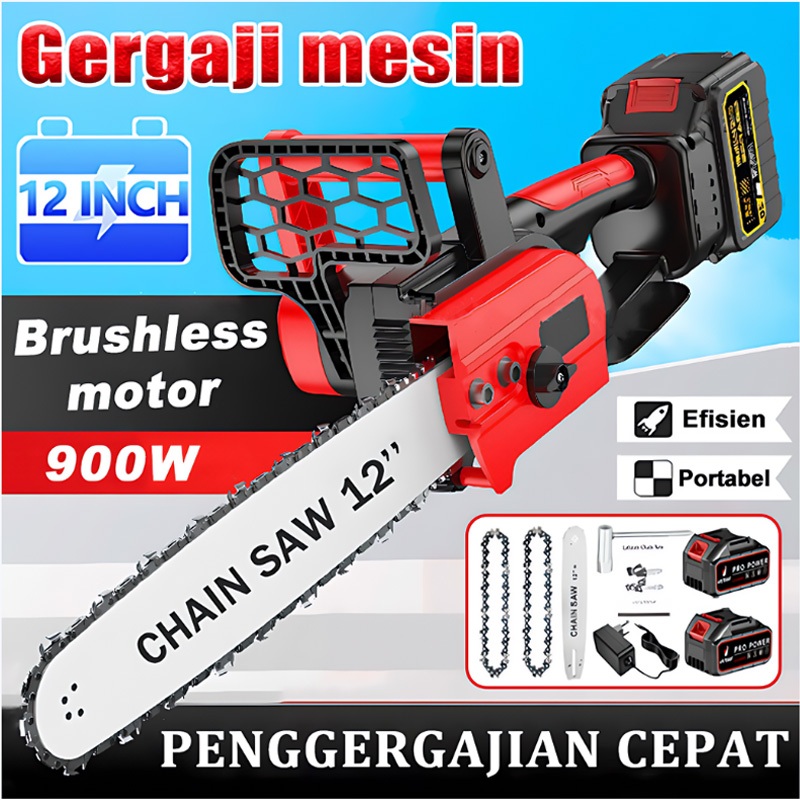 Convenyy Gergaji mesin cordless 12 inci chainsaw Brushless motor 998VF Gergaji Listrik Portabel Pemo