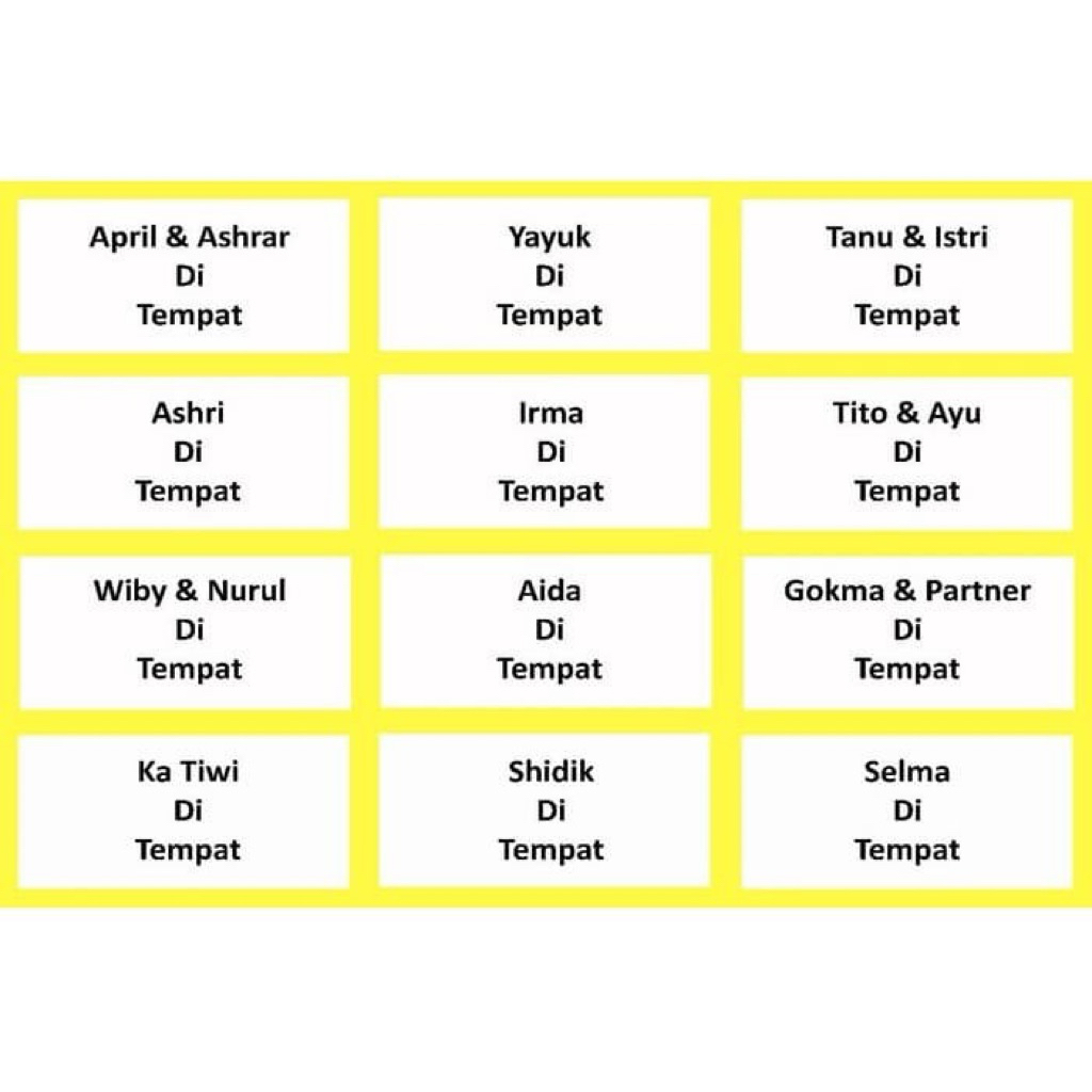 

Cetak Label nama (isi 100 nama)