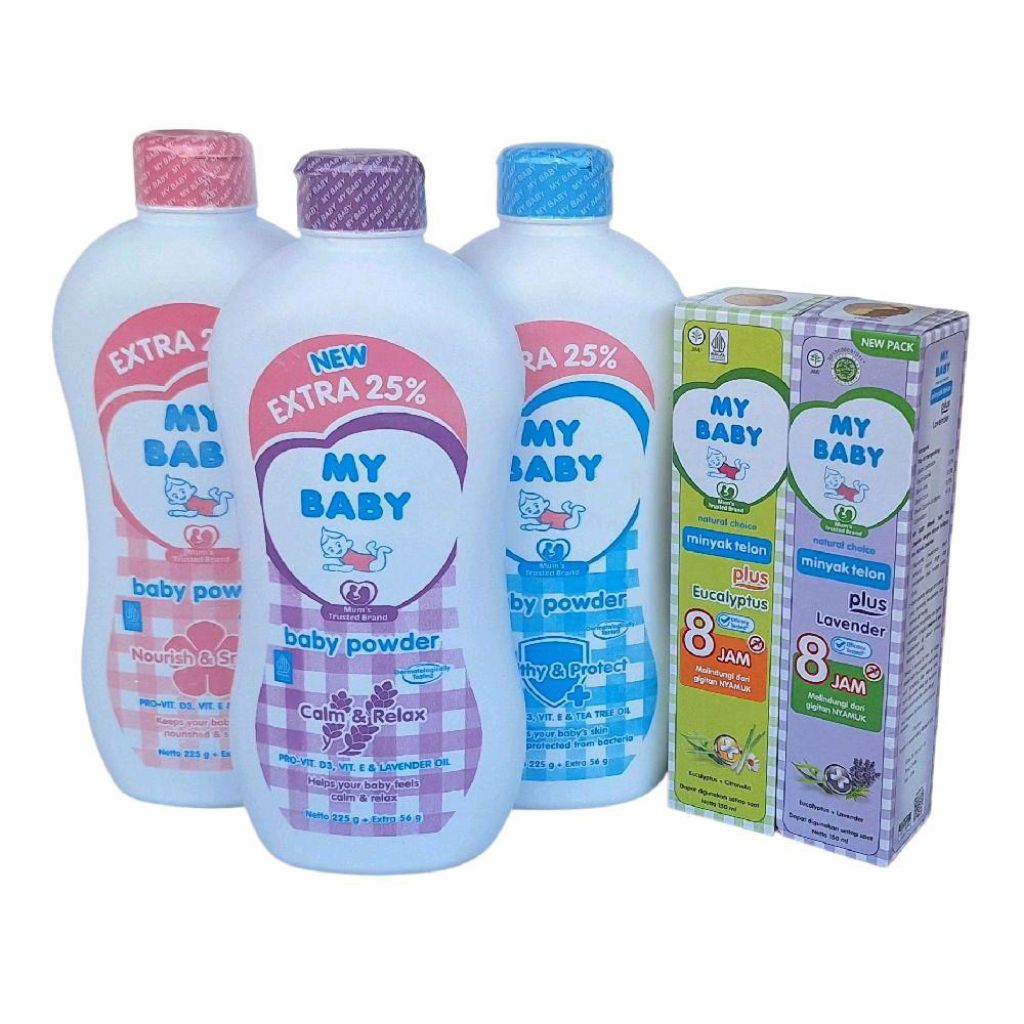 My Baby Paket Bedak My Baby Jumbo 225+56gr & Minyak Telon Plus 150ml Perawatan Bayi