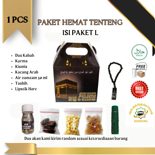 

Oleh Oleh Haji/Umroh 1 Pcs Paket M Dus , Botol+Air zam, Kurma, Kacang, Kismis, Tasbih, Lipstik
