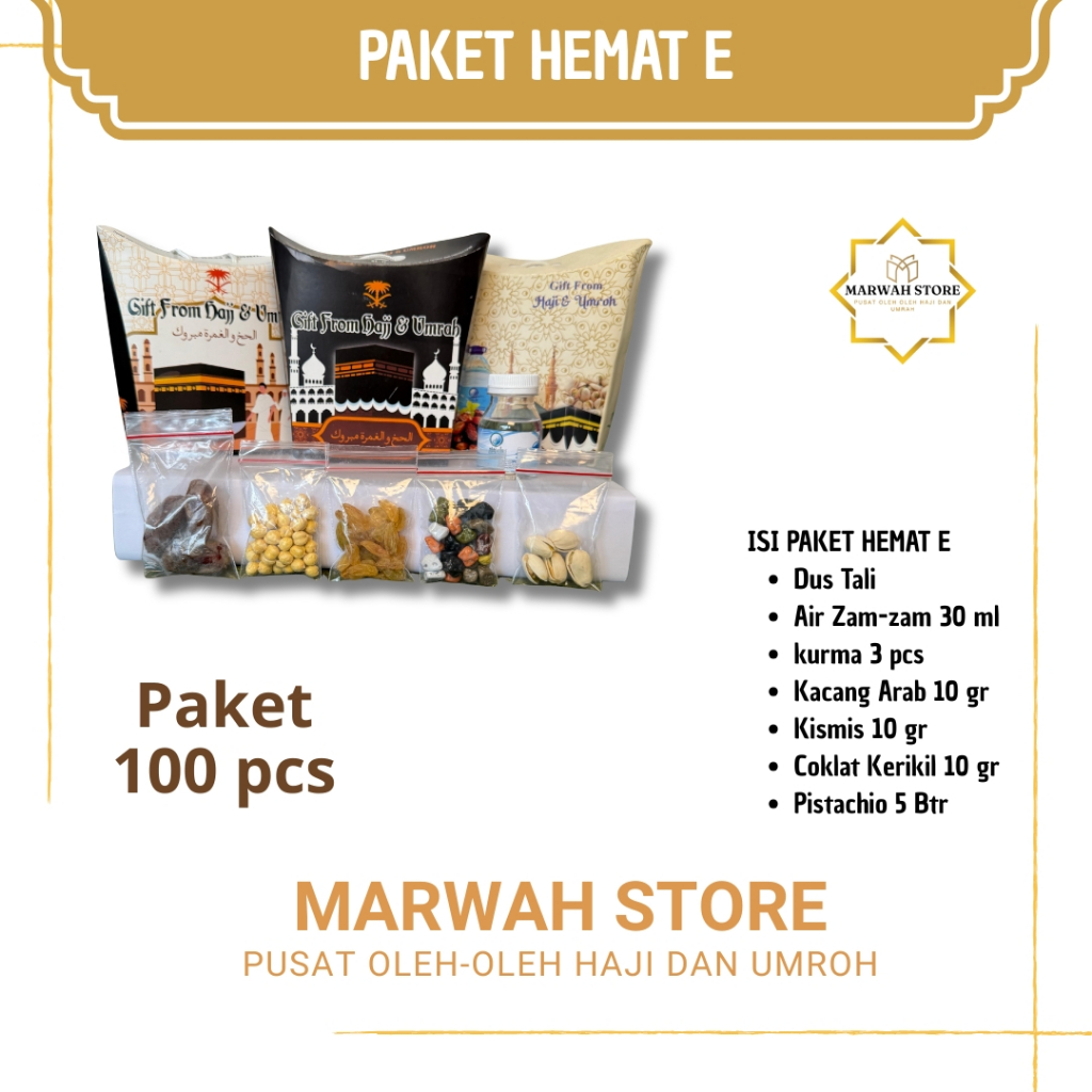 

Oleh-oleh Haji dan Umroh Paket Hemat E isi 100 Lengkap Air Zamzam