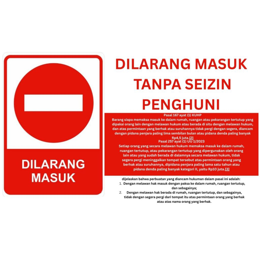 

STIKER DILARANG MASUK +PASAL