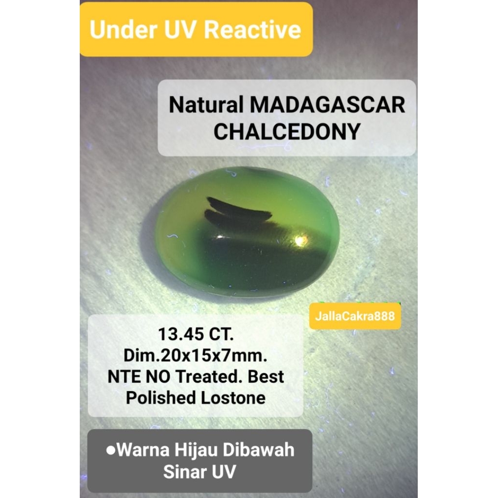 Batu Natural MADAGASCAR CHALCHEDONY Aktif Alami NTE Untreated Disenter UV Warna Hijau Alami Kalsedon