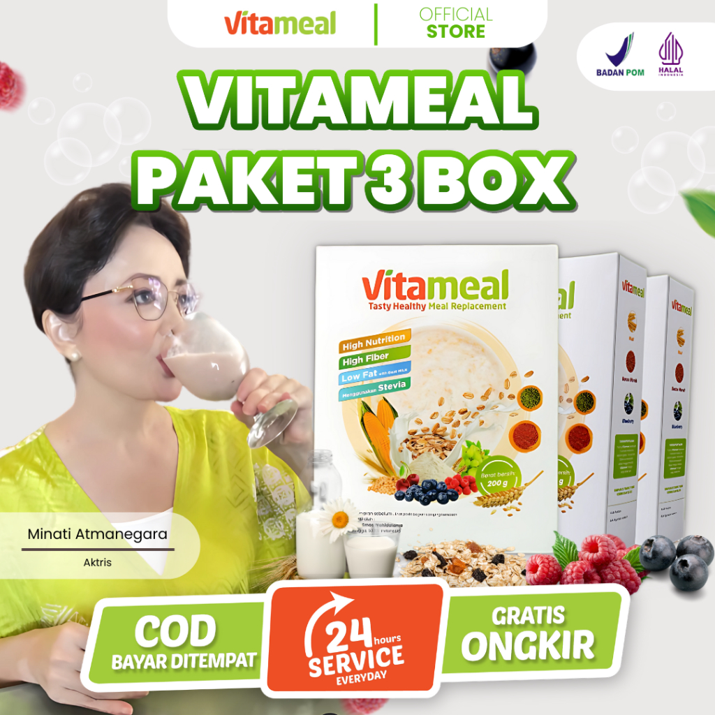 

Paket 3 Box Vitameal - Sereal Herbal Multigrain Gula Darah Stabil Anti Diabetes Kebas Kesemutan FITAMIL DIET