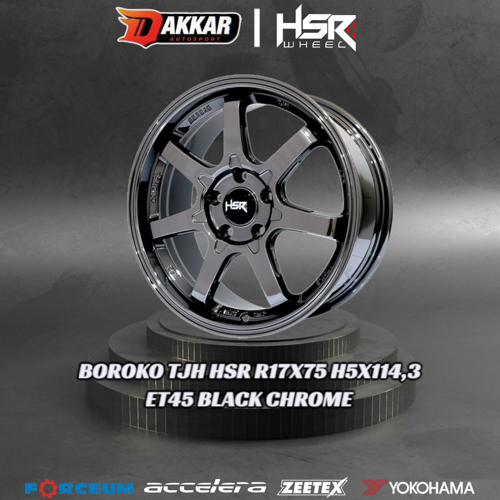 velg mobil te37 ring 17 hsr boroko tjh pcd 5x114,3 black chrome