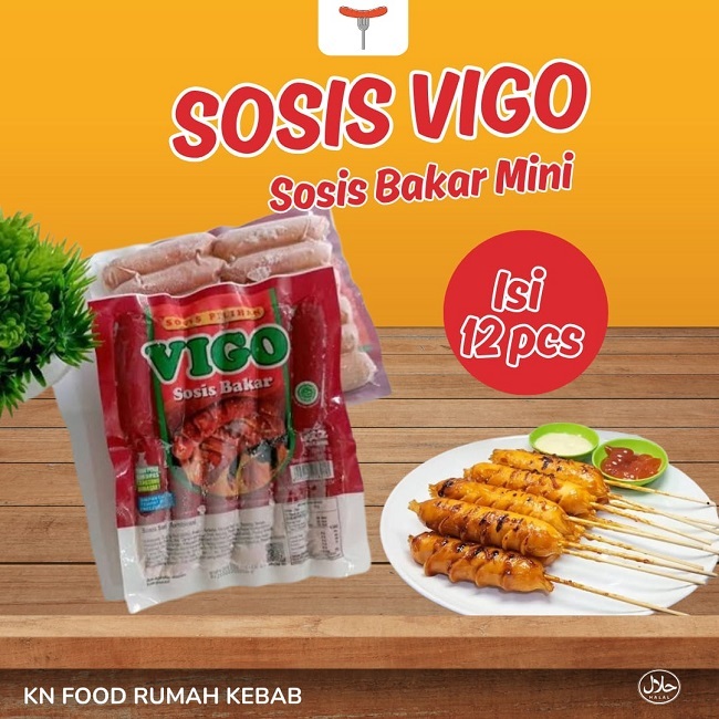 

Vigo Sosis Goreng Mini Isi 12pcs pj 9cm - Sosis Jumbo Sosis bakar goreng Vigo 500gram