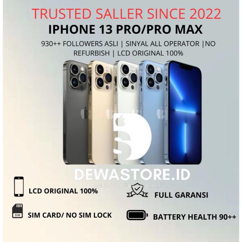 iPhone 13 / 13PRO MAX 128GB INTER Second Fullset Original Kondisi Mulus No Minus part 100% ORIGINAL