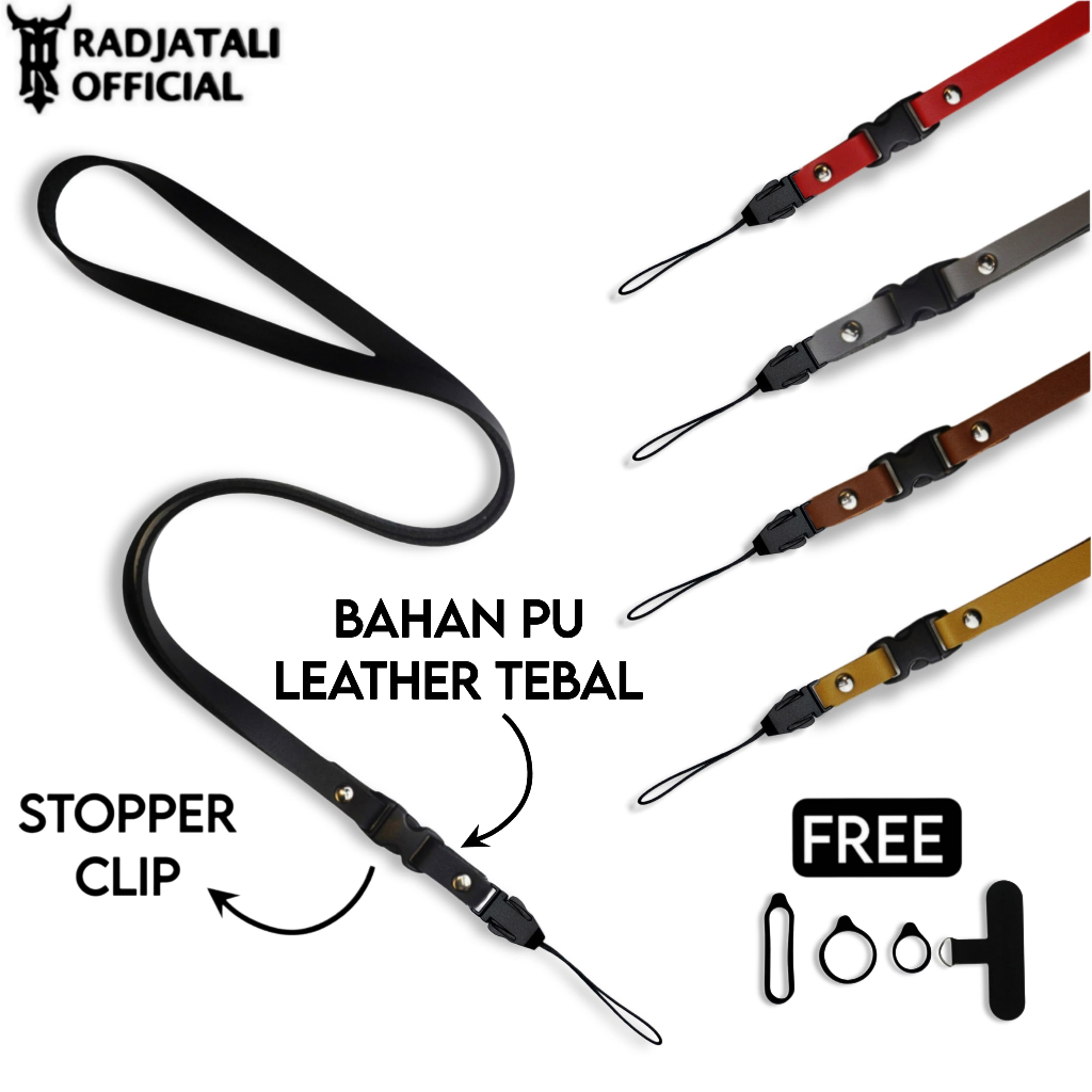 

Tali Lanyard Kulit PU Leather 1cm V5 / Tali Gantungan hp