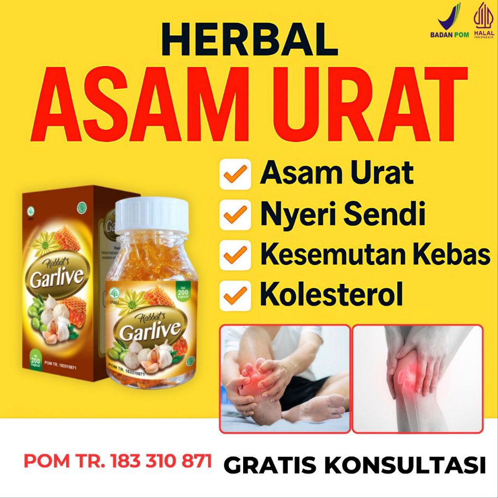 Obat Asam Urat Persendian Habbat's Garlive Habbatussauda, Zaitun, Propolis plus Minyak Bawang Lanang