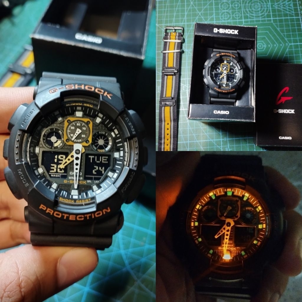 jam tangan Casio G-Shock GA100MC canvas strap dan ruber ori koleksi