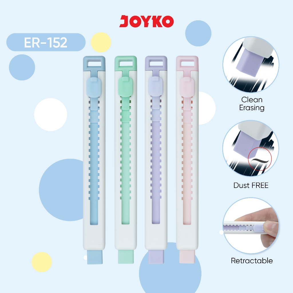 

Joyko Sliding Eraser Mechanical PASTEL / Penghapus Mekanik Joyko Ujian Panjang ER-152