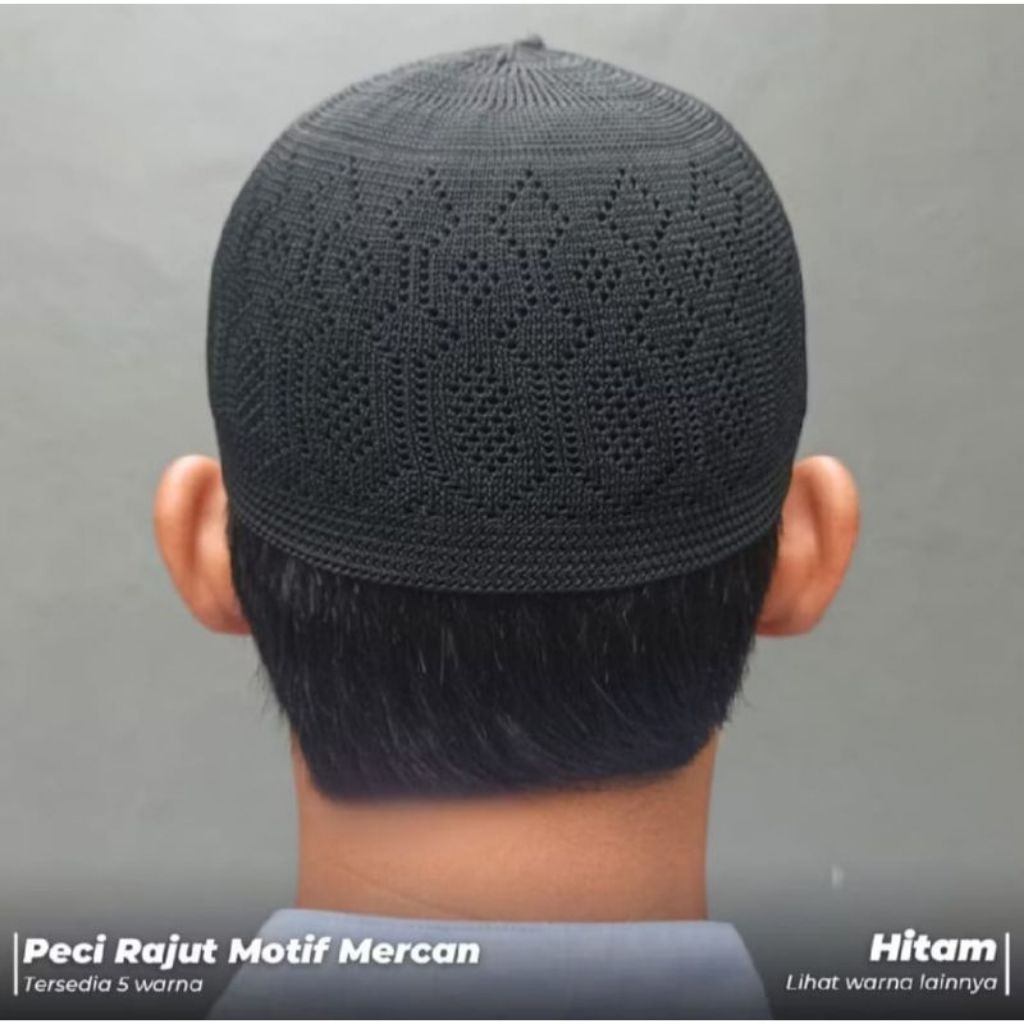 (peci rajut Arab) Peci Mercan Original All size warna hitam Dewasa Anak Remaja Songkok hitam kopiah 