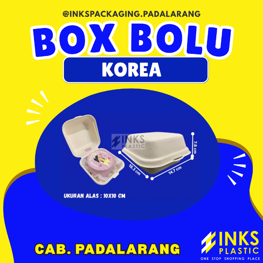 BOX KUE CAKE KOREA/BAGASSE KOREAN LUNCH BOX BENTO/BOX KOTAK BURGER