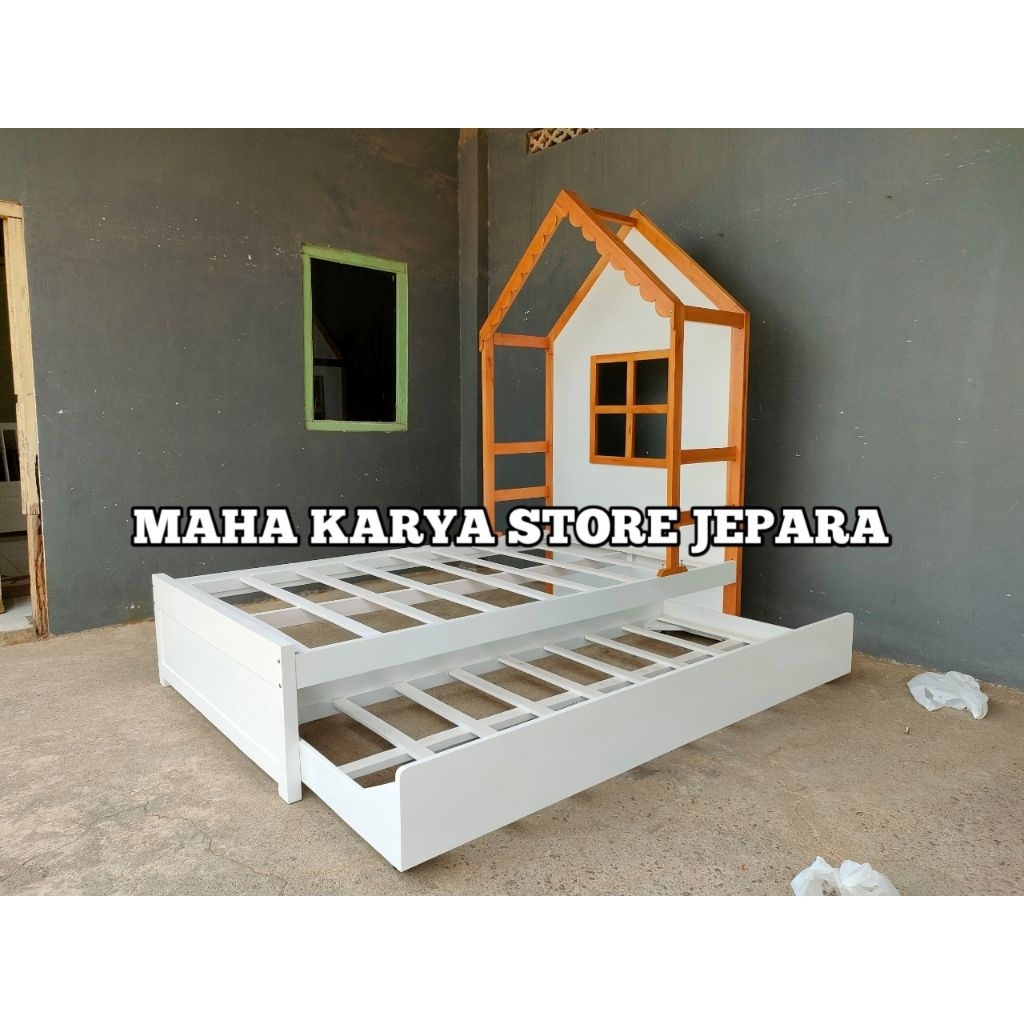 DIPAN ANAK CUSTOM 90X200 SORONG + 3 LACI NATURAL MUDA