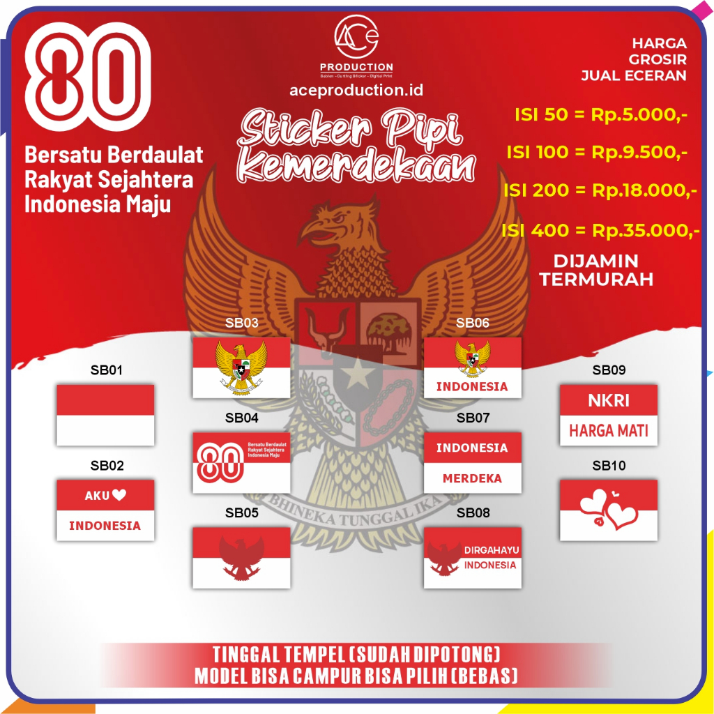 

STIKER PIPI STICKER KEMERDEKAAN STIKER BENDERA MERAH PUTIH UNTUK PIPI