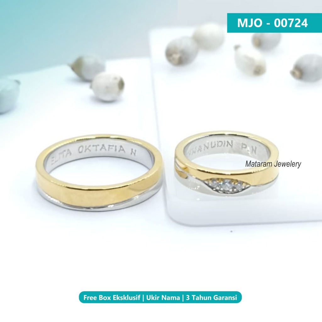 Cincin Kawin Couple Palladium & Emas Putih - Bebas Request Model Cincin Custom by Mataram Jewellery