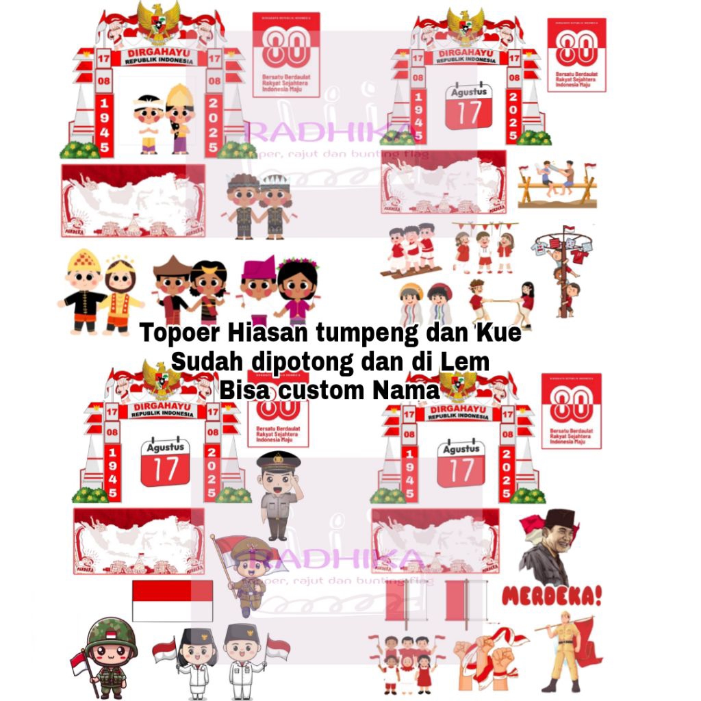 [Whispers] Topper Gapura 17 Agustus Kemerdekaan Tema Anak SD SMP SMA / Hiasan Tumpeng 17 Agustus